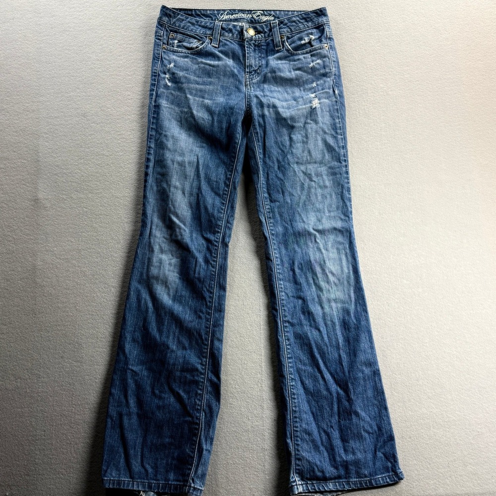 American Eagle Jeans Womens 2 Blue Distressed Bootcut Denim 29x30